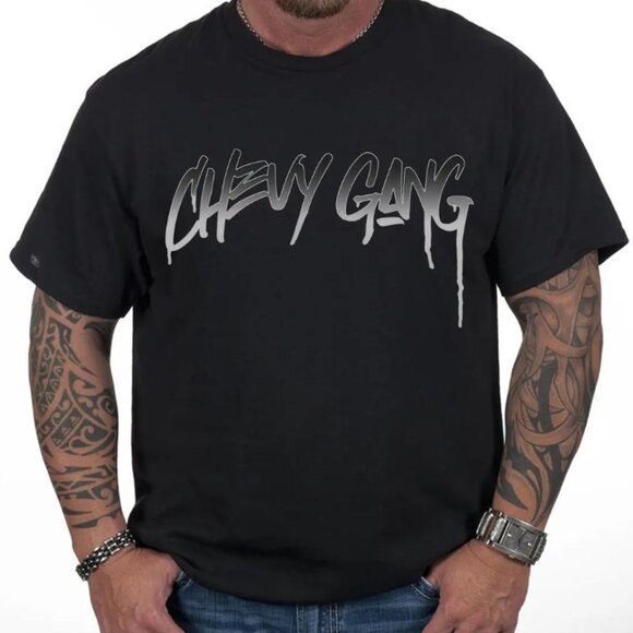 Chevy Gang Gildan Tee Silverado Graphic T-Shirt Black Cotton Men’s - Picture 2 of 2